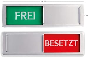PROMESSA-DESIGN FREI - BESETZT Schild XL - Mit Schieber - Frei Besetzt Schiebeschilder - Klebeschild - 17,5 x 5 x 0,7 cm - Montage: 3M Klebefläche - Schilder mit Schiebefunktion.