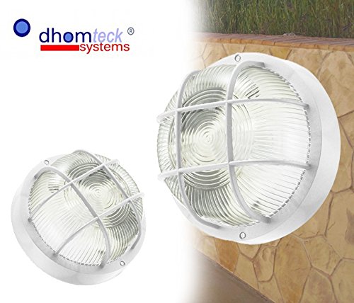 Plafoniera applique rotonda griglia tartaruga bianca campana in vetro E27 Dhomteck. MWS