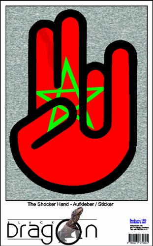 The Shocker Hand Decal Sticker Laptop skin 210x144 mm black Outline with Flag Morocco-Morocco