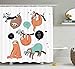 Produktbild BUZRL Animal Decor Shower Curtain, Cartoon Illustration Tribe of Sloths Smiles Sleeping Lazy Does Yoga with Quote, Fabric Bathroom Decor Set with Hooks, 60 * 72inch, Multicolor