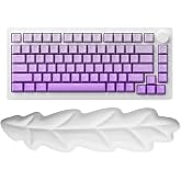 Yaprak Şekilli Beyaz Klavye Bilek Desteği Ergonomik & Konforlu Memory Foam Kaymaz Taban Bilek Yastığı (Beyaz)