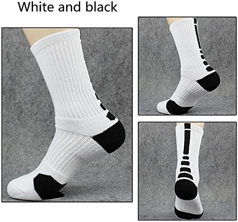 Mens Sports Socks Mid Calf Non Slip Cushion Crew Sports Grip Comprssion Socks with Gripping Rubber Pads for Football, Basketball, Soccer, Cycling, Walking, Running