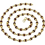 Malabar Gems Rudraksha 54+1 Beads 6-7 MM Rosary With Golden Cap Hindu Meditation Yoga Mala