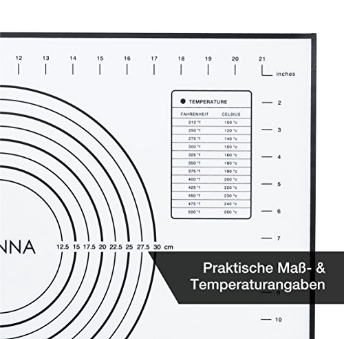 HEYNNA Premium Silikon Backmatte / Rutschfeste Backunterlage 60x40cm – Koch und Back Silikonmatte, Backofenfest, 100% BPA frei - 5