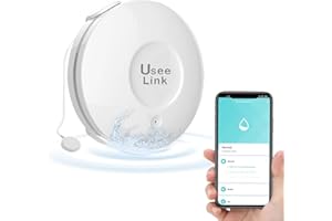 UseeLink WLAN Wassermelder, WiFi Wassersensor Alarm Wasserleckdetektor mit App-Benachrichtigungen und 100dB akustischen Alarm, Wassermelder für Küche, Bad, Keller