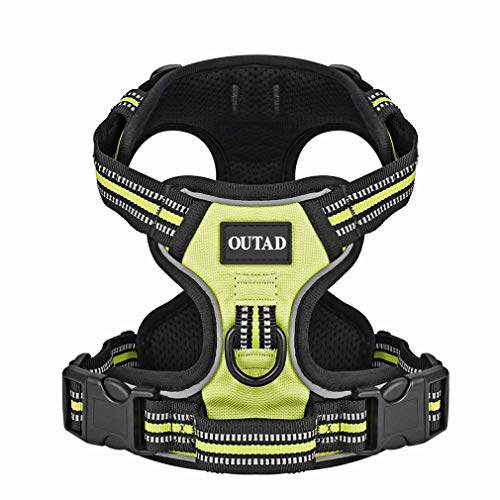 Dpower Hundegeschirr mit Leine, No-Pull-Hundegeschirr 3M Reflektierende Nylon Leichte Atmungsaktives Brustgeschirr, Einstellbar Weich Gepolsterter Welpengeschirr für Hundetraining Walking