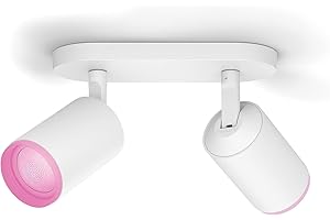 Philips Hue White and Color Ambiance Fugato Faretto Smart , 2 Punti Luce, Orientabili, Bluetooth, Dimmerabile, Attacco GU10, Lampadine Incluse, Bianco