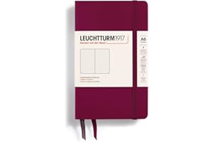 LEUCHTTURM1917 359703 Notebook Pocket (A6), Hardcover, 187 Numbered Page, Dotted, Port Red