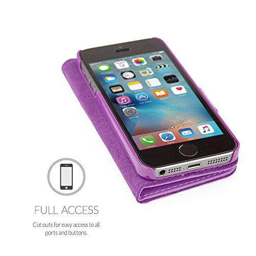 iPhone 5 / 5s Case, Snugg - Purple Leather iPhone 5/5s Flip Case [Lifetime Guarantee] Premium Wallet Phone Cover with Card Slots for Apple iPhone 5 / 5s