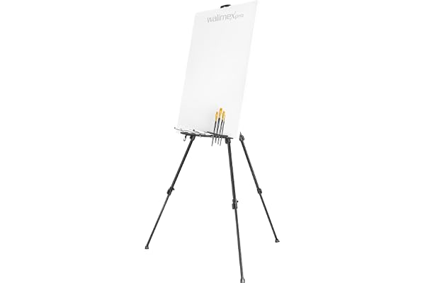 Walimex pro Chevalet XXL 62-205cm, aluminium I Chevalet d'atelier, de table & de terrain idéal I Pour toiles jusqu'à HxP : 150x4cm, jusqu'à 6kg I Tablette & support pour peinture & pinceaux, avec sac