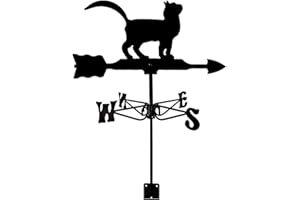 JISADER Wetterfahne aus Schmiedeeisen, Wetterfahne für den Außenbereich, Windrichtungsanzeige für die Garage, Katze