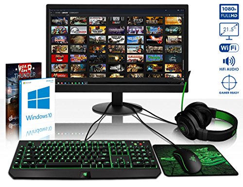 VIBOX Voxel GL750-432 Komplett-PC Paket Gaming PC – 4,5GHz Intel i7 Quad Core CPU, GTX 1050 GPU, Super, Wassergekühlter Desktop Gamer Computer mit Spielgutschein, 22″ HD Monitor, Razer Tastatur, Razer Maus, Windows 10, lebenslange Garantie* (4,2GHz (4,5GHz Turbo) Superschneller Intel i7 7700K Kabylake Quad 4-Core Prozessor CPU, Nvidia GeForce GTX 1050 2GB Grafikkarte GPU, 32GB Crucial Ballistix 2400MHz RAM, Kingston 480GB SSD, 3TB Festplatte, Alphacool Eisbaer Wasserkühler) - 2