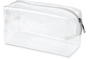GALAMAX Clear Pencil Case for Exams, Waterproof PVC See Through Pencil Case with Large Capacity, Transparent Zippered Makeup Pouch Travel Cosmetic Bag for Stationery, Toiletries & Office Supplies