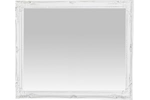 Biscottini specchio da parete bagno e camera 49x59x5 cm | Specchio ingresso da parete con ganci | Specchio bianco