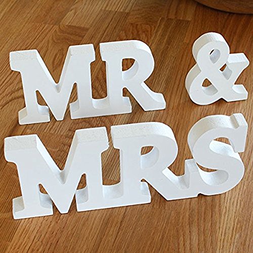 allbusky Herr und Frau Schild Geschenk Holz Buchstaben für Empfang Zeremonie Hochzeit Dekorationen Geschenk, MR & MRS - 2