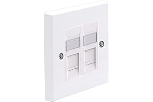 LEENUE RJ45 Socket Cat6, Ethernet Double Socket RJ45 Network Wall Plate 2 Port with Keystone Jack, 1 Pack White
