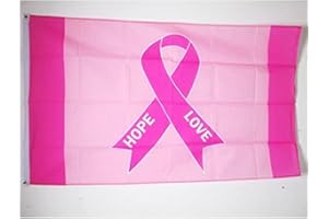 AZ FLAG - Bandera Lazo Contra El Cancer De Seno - 90x60 cm - Bandera Lazo Rosado 100% Poliéster Con Ojales de Metal integrados - 50g - Colores Vivos Y Resistente A La Decoloración