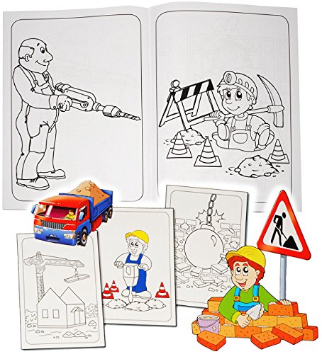 großes XL Malbuch – A4 – “ Baustelle & Baustellen Fahrzeuge / Autos “ – große Motive – 80 Seiten – Fahrzeuge – dickes Kindermalbuch – für Stifte & Wassermalfarben – Bagger / LKW / Kipper / Auto – Kran / Radlader / Walze / Bauarbeiter – Ausmalbuch mit Malvorlagen für Jungen & Mädchen – groß zum Ausmalen Malspaß Kinder / Malbücher Fahrzeug – Baustellenfahrzeuge / Laster / Haus – Hausbau - 3