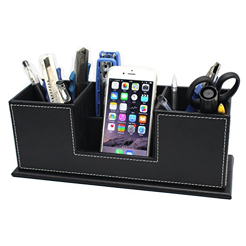Fiimi - Estuche organizador multifunci  n de piel para escritorio  almacenamiento para m  vil y material de oficina
