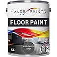 Heavy Duty Quick Dry Floor Paint - Garage, Workshop, Warehouse, Industrial Floor Paint - Ideal For Concrete, Stone, Brick, Wood & Metal (Anthracite Grey, Ral 7016 5 l Pack of 1)