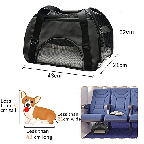 EVELTEK-Sacs-de-Transport-Souple-Pour-Petits-Chats-ou-Chiens-Lapin-et-Autres-Animaux-de-Compagnie-Pour-Voyage-avec-Matelas-en-Peluche-Amovible-Noir