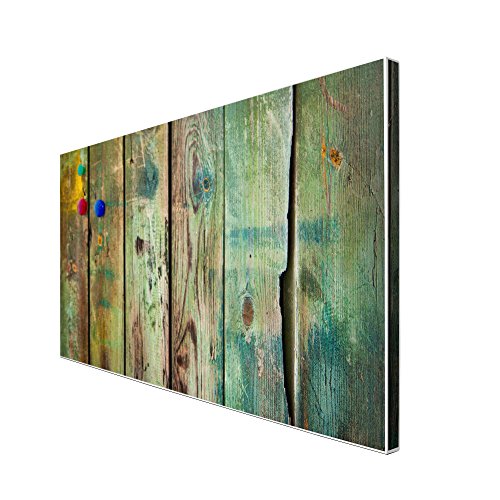 banjado – Pinnwand Magnettafel weiß 78cm x 37cm quer mit Motiv Grünes Holz - 3