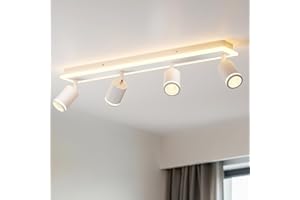 LVWIT Faretti Soffitto Orientabili, Faretto da Soffitto Bianchi GU10, Lampadario Faretti 4 Bianco, Faretto LED Soffitto a Base Lunga Moderna, Plafoniera Camera da Letto (Senza Lampadina)