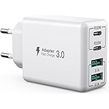 Caricatore USB C, 40 W 4 porte USB C blocco di ricarica rapida, Dual Port PD+QC spina da parete multiporta tipo C compatibile