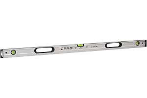 PRO800 Nivel de burbuja 120cm Anodizado - Dureza 9 en la escala de Mohs Perfil ergonómico y ERS+ (Easy Reading System) Tapones Antichoque - Color Plateado