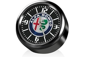 DOCHKA Horloge de Voiture, Petite Horloge à Quartz Ronde à Bord, Mini Horloge de Tableau de Bord de véhicule décoration de Tableau pour Alfa Romeo Giulia Giulietta 159 156 Mito Stelvio 147 Sportiva