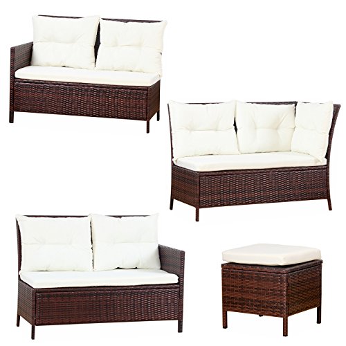 BOSTON Poly Rattan Gartenmöbel Braun Gartenset Lounge Sitzgruppe Gartengarnitur - 4