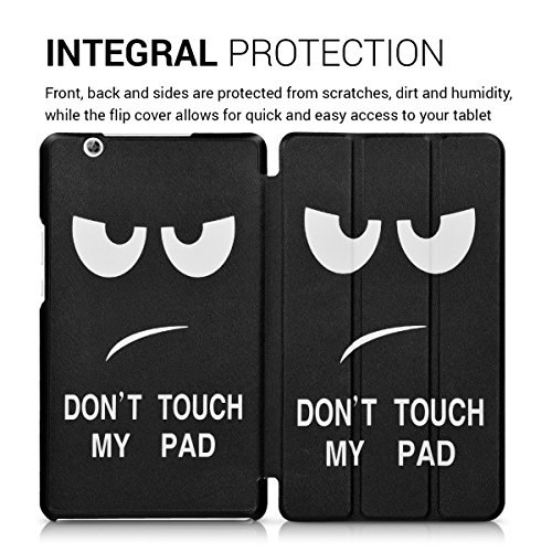 kwmobile Hülle für Huawei MediaPad M3 8.4 – Smart Cover Case Tablet Schutzhülle Kunstleder – Ultra Slim Tabletcase Don’t touch my Pad Design Weiß Schwarz - 4