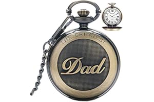 eBoutik - Pocket Watch for Men, Vintage Style Pocket Watch with Chain, Pendant Pocket Watch for Son Grandad, Graduation Gift, Birthday Gift, Greatest Dad (Style 1), Greatest Dad (Style 1)