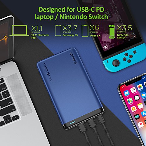 OMARS Batterie Externe Charge Rapide 20000mAh - USB C 45W PD 2 0 Entr  e   Sortie - USB A Charge Rapide QC3 0 - Chargeur Portable Batterie de Secours 