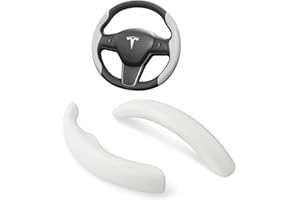 ‎BASENOR BASENOR Tesla Model 3 Model Y Lenkradabdeckung ABS Kohlefaser Lenkrad Wrap Protector Anti-Rutsch Innenraum Zubehör weiß 2019-2023