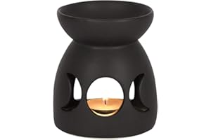 RAJX Black Triple Moon Cut Out Wax Melt Burners, Novelty Gifts for Halloween, Essential Oils and Wax Melts Burner, Aromatherapy Tarts Holder & Tealight Holder Diffuser for Home Decor