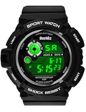 BesWLZ Jungen Digital Analog Mehrfarbig Farbwechsel Hintergrundlicht Multifunktional Militäruhr Sportuhr Wasserdicht...