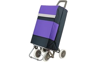 ECOSTAR 1618 Carro de Compra Plegable Ligero, 100x41x33cm, Capacidad 48 litros, 4 Ruedas, Empaque Cartón Reforzado (Morado)