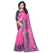 Manorath Women's Heavy Georgette and Bhagalpuri Silk Saree with Blouse Piece (Pink-Grey-Sadi, Free Size)