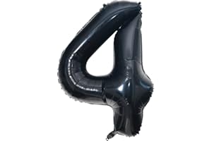 IEFOAH 40 inch Black Balloon Number 4, Large Foil Number Balloons for Girls Boys Women Birthday Party Graduation Photo Prop Anniversary Halloween Decoration (Black, Number 4)