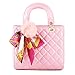 Produktbild 2018 Mode Frauen Karriere OL Handtasche Lingge Schals Umhängetasche Umhängetasche Umhängetasche Klassische Abendtasche Square Bag,Pink-23*21*11cm
