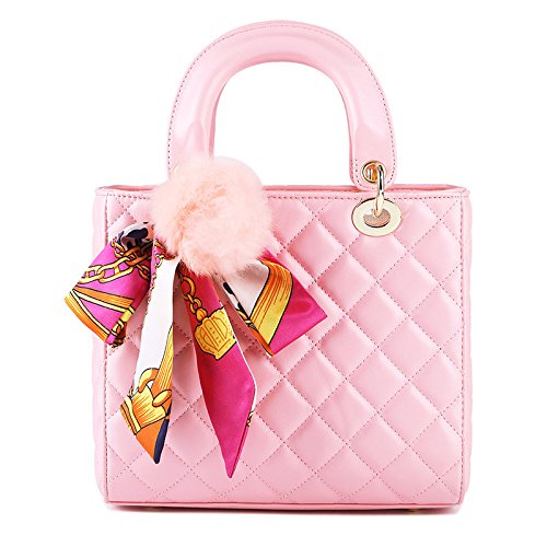 Preisvergleich Produktbild 2018 Mode Frauen Karriere OL Handtasche Lingge Schals Umhängetasche Umhängetasche Umhängetasche Klassische Abendtasche Square Bag,Pink-23*21*11cm