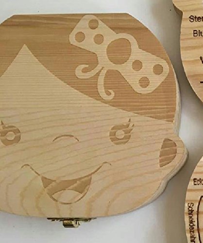 CAOLATOR Baby Zahnkiste Zahnkästchen Veranstalter für Baby Milch Zähne Holz Souvenir Aufbewahrungsbox (Mädchen) - 6
