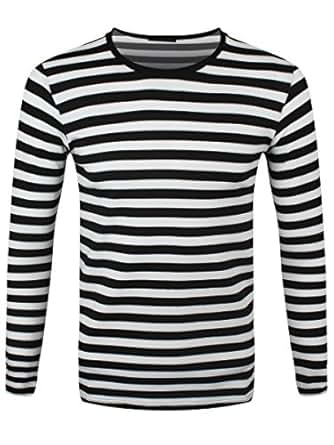Männer Langarm T-Shirt schwarz/weiß gestreift: Amazon.de ...