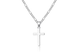 JEWTOP Kette Silber Gold Schwarz mit Klein Kreuz Anhänger Kreuzkette für Herren Damen Mädchen