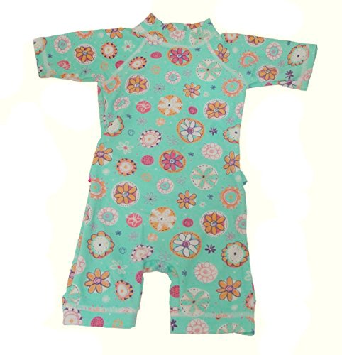 Bright Bots - 12/18m Baby Girls Sunsuit Sun Protection UPF50+ Short Leg/Sleeve All in One-Turquoise