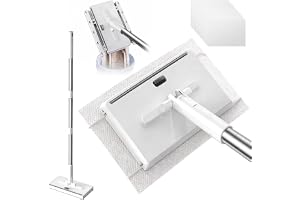 CEWROM moppmopp med tryckklämsystem, minimopp med 20 moppkuddar | Minimopp med teleskopstång, 1-knappsbyte, automatisk klämdukmopp, lata mops, för golv, kakel, badrum, kök