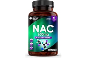 NEW LEAF PRODUCTS NAC N-Acetyl-Cysteine 600mg Capsules N-Acetyl Cysteine Nutritional Supplements 180 NAC Capsules - Nac Supplement High Bioavailability Amino Acid - Vegan Friendly - Made in UK by New Leaf