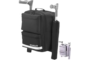 Staveley Mobility Scooter Crutch Bag | XL Expandable Shopping Bag for Electric Mobility Scooter Wheelchair & Boot Scooters | 2 Crutch Holders Bag for Mobility Aid Mobility Scooter Accessories Black