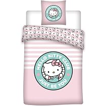 Atmosphera – Parure de lit 2 pièces chat 140x200cm – Housse en coton 57 fils/cm² – Motifs colorés pour chambre enfant – Taie d'oreiller 65x65cm
